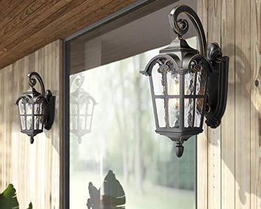 Outdoor sconces mounted on a wall