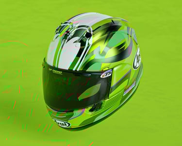 Helmet design SP Tadao green with eye graphic