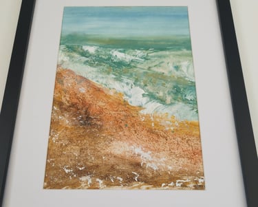 Sea Vitality at Camber Sands, 43 x 33 cm, acrylic and Camber sand on paper, £90