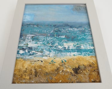 Sand Swept at St Mary's Bay, 26 x 21 cm, acrylic, collage and sand on paper, £60