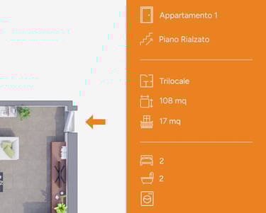 Planimetria trilocale Mil-Flores, appartamento 1, 108 mq, via Dei Bombici Cremona.