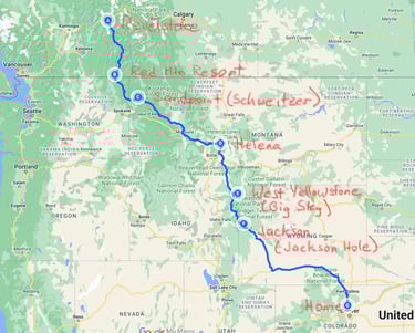 Route from Revelstoke to Longmont