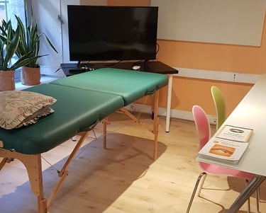 Installation pour une séance de kinésiologie dans une salle de réunion