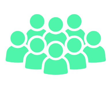 a group of people sitting around a table with a green background
