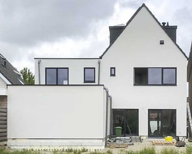 Een buitengevel in crêpe