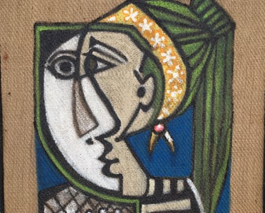 mixed media original on jute