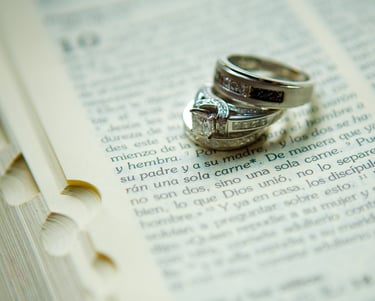 Wedding rings on top of the Torah