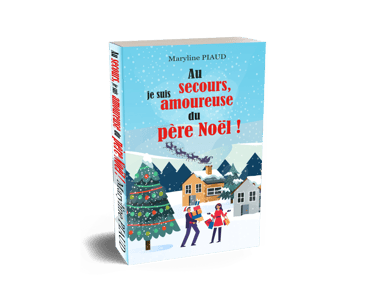 a book cover of a book about a man and woman in a christmas scene