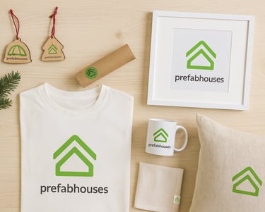 a t - shirt with a green house logo on it