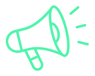 a green megaphone with a megaphone in the middle