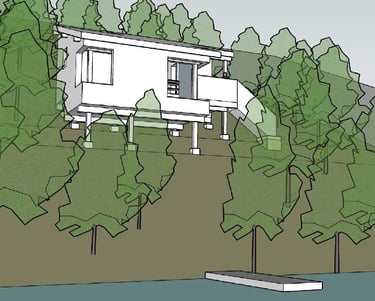 Rendered design image of a cottage on Georgian Bay, Bruce County..