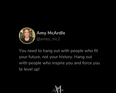 Amy McArdle photo with quote on black background