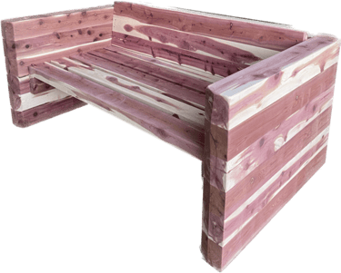 Outdoor cedar sofa made by Austen at Eternally Furnished..
