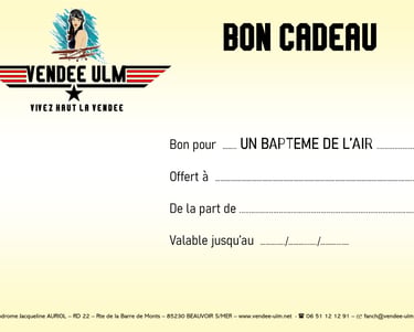 Bon cadeau vol en ulm Vendée ulm