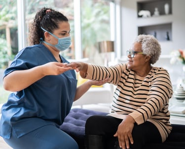 a nurse in a mask mask and a nurse in a mask