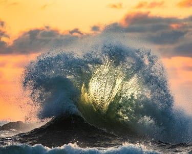 Dos olas que se chocan representando la autenticidad de BACKWASH LIFE