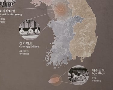 Minyo map from a display at the Seoul Museum of Korean Folk Music