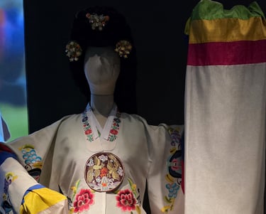 Taepyeongmu Dance of Peace costume on display in Jeongju's National Intangible Heritage Center