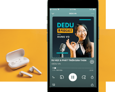 a phone with a picture of a woman in a microphone and earphones