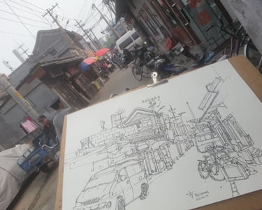 City Sketch by Evgeny Bondarenko in Beijing