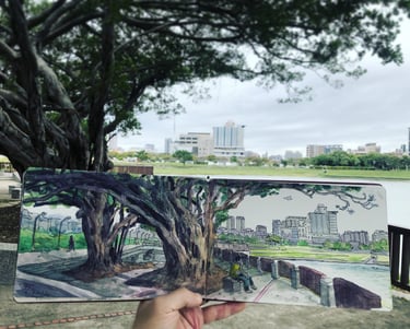 City Sketch by artist Evgeny Bondarenko in Taiwan