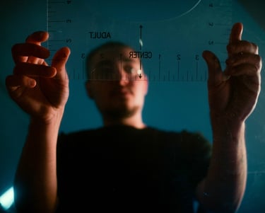 a man holding a ruler and pointing at a ruler