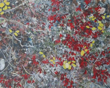 tundra closeup with leaves turned red