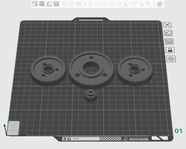 a computer screen showing a drawing of 3d printed gears