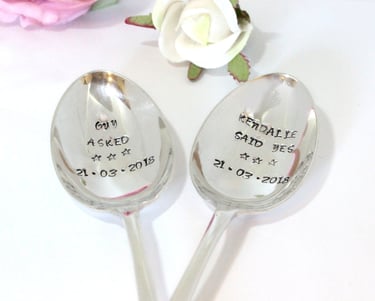 Personalised spoons. Messages hand stamped into the bowl of the spoon