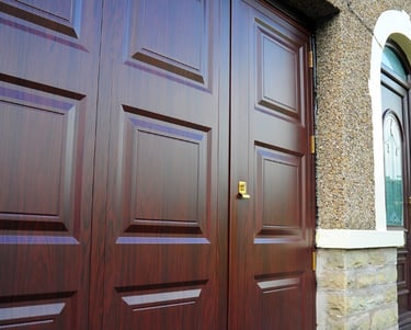 uPVC garage doors with secure locking pass door