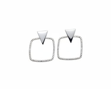 BRINCO PRATA 925 TRIANGULO COM QUADRADO