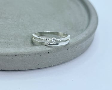 Anel em prata 925 Anel Hexagon com zircônia