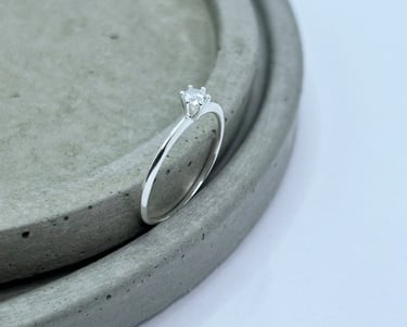 Anel em prata 925 solitário com zircônia