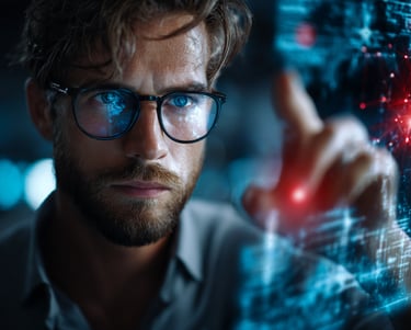 Analista de datos profesional realizando un diagnóstico de la infraestructura digital y detectando