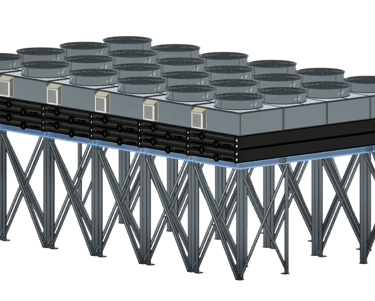 Power plant radiator bank illustration