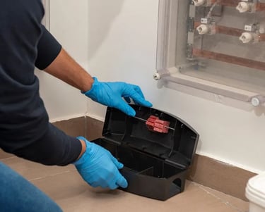 Pose d'un poste à appâts par un de nos technicien.