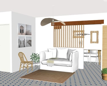 vue 3D du projet de rénovation maison Vendée séjour salle à manger