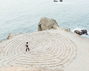 a man walking through a maze 