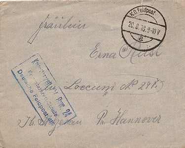 Letter sent by a soldier undergoing treatment at Bavarian military hospital no. 24.