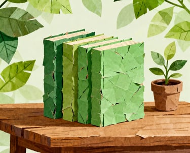 a book with a plant in a potted plant