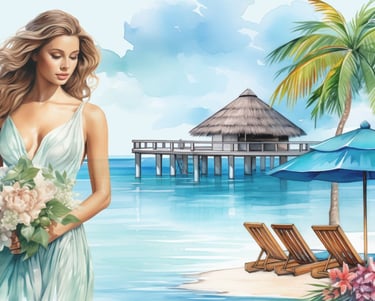 commercial use tropical girl clipart bundle