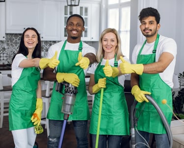 professional cleaning crew happy with their work