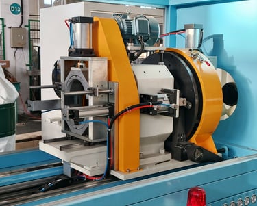 Extruder machine for plastic material closeup