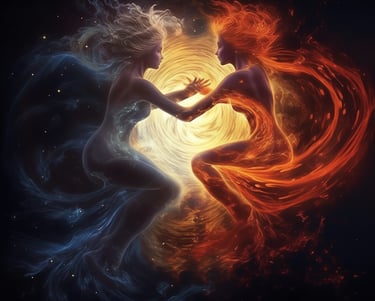 Cosmic twins depicting the manic and depressive aspects of bipolar.