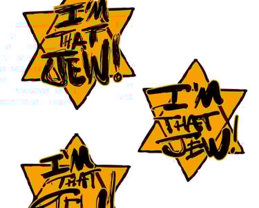 a group of three stickers with a star of david