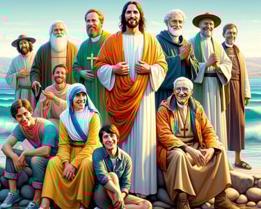 a group of people standing around a group of people