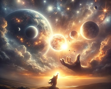 a person holding a hand with a hand reaching out of the sky
