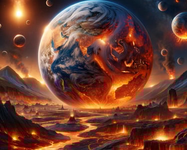 a planet with a large amount of lava and lava