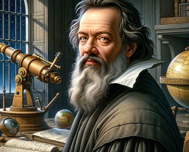 a man with a long beard and a telescope