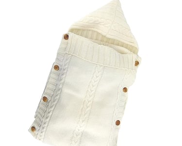 Baby sleeping bag with knitted fabric shell.